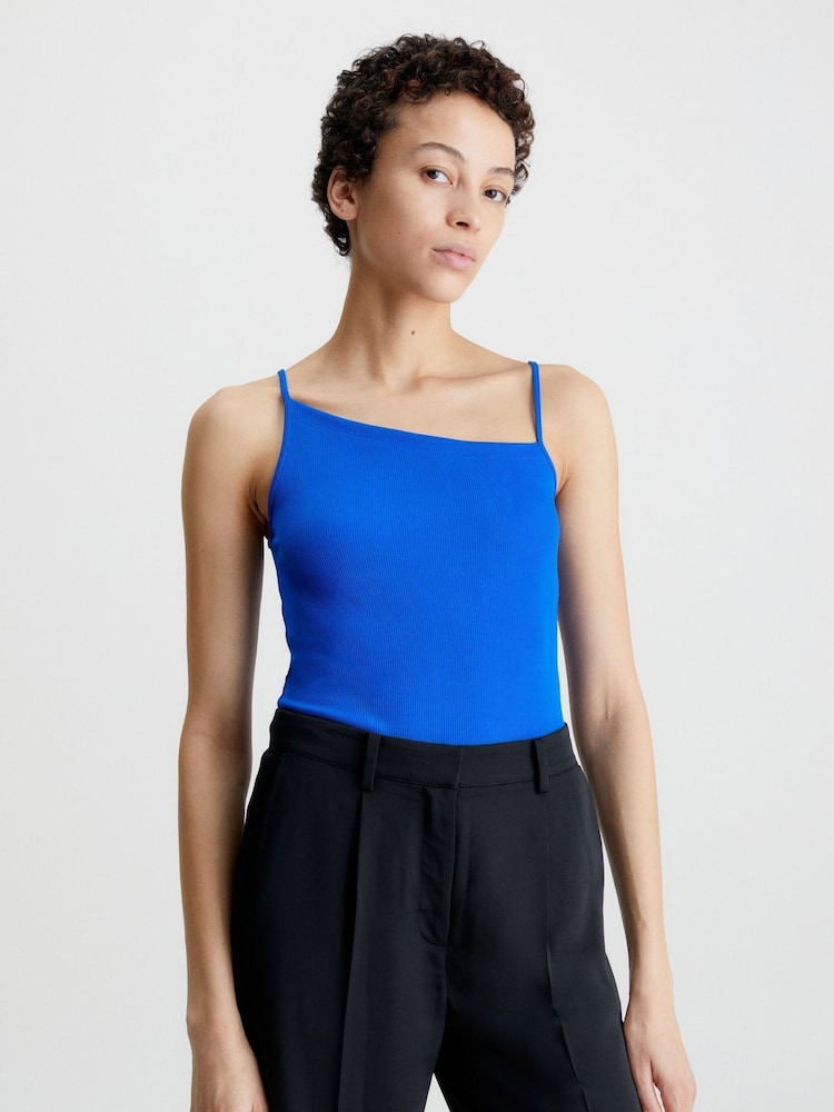 Calvin Klein Blue Q-Nova Asymmetric Tank Top - Image 1 of 4
