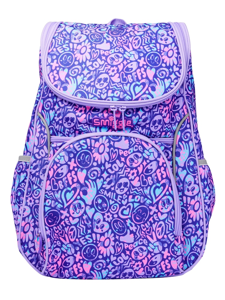 Smiggle Purple Vivid Access Backpack with Reflective Tape - Image 1 of 3