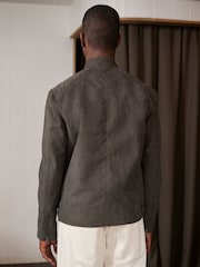 Neutral/Grey Faux Suede Racer Jacket - Image 3 of 12