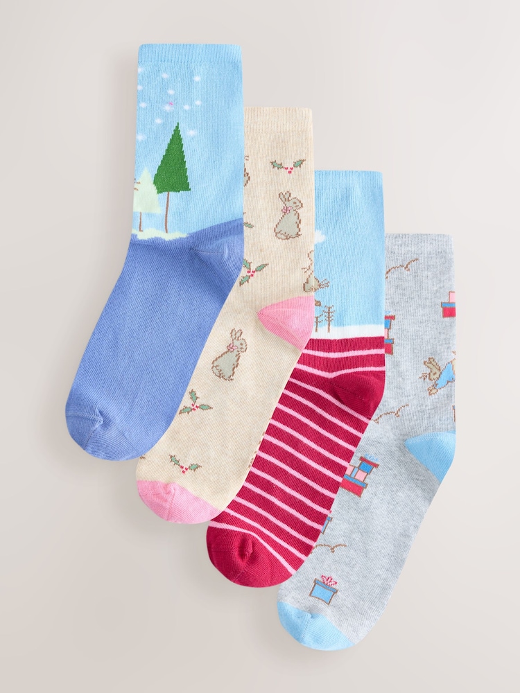 Christmas Peter Rabbit Licensed Ankle Socks 4 Pack - Image 1 of 7 Christmas Peter Rabbit Licensed Ankle Socks 4 Pack - Image 1 of 7