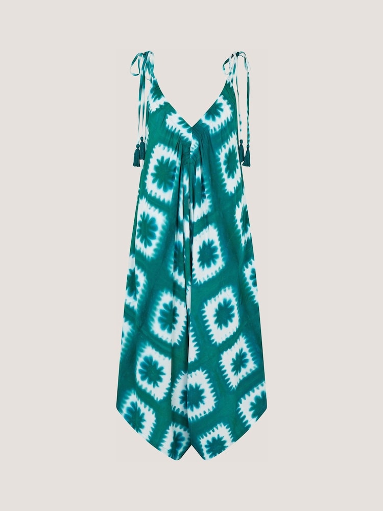 Monsoon Blue Malia Artisanal Print Culotte Jumpsuit - Image 4 of 4