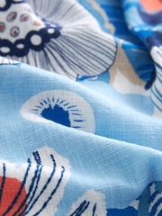 Blue Floral Linen Blend Sleeveless Shift Dress - Image 7 of 7
