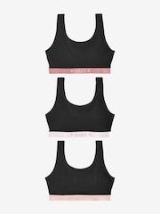Black Sparkle Elastic Scoop Crop Top 3 Pack (5-16yrs) - Image 1 of 5