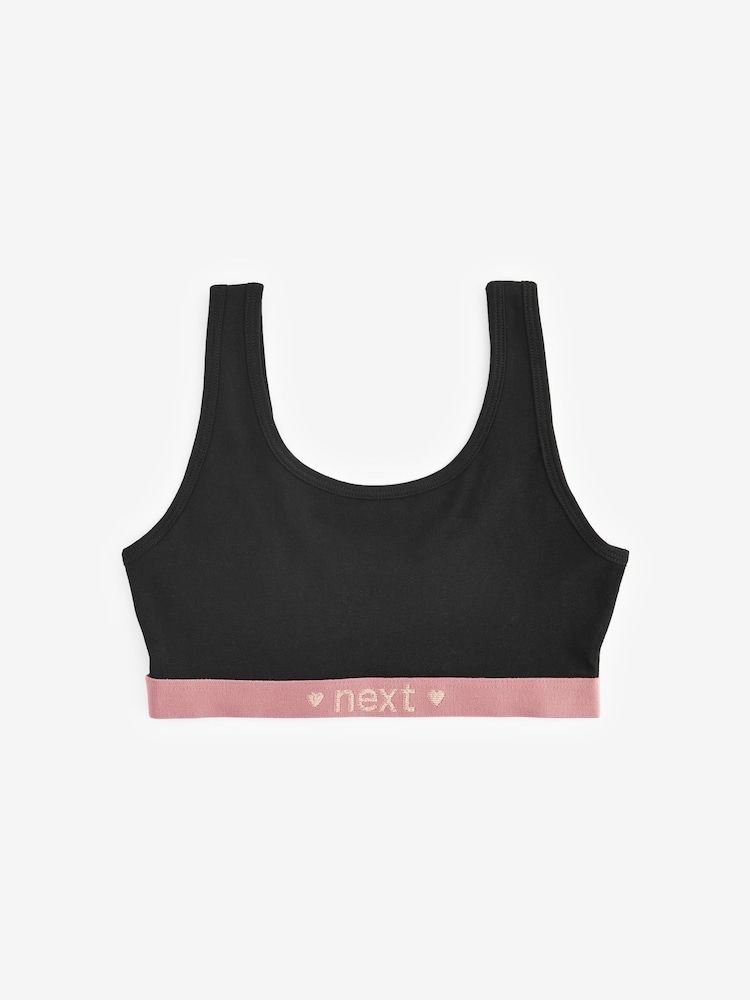 Black Sparkle Elastic Scoop Crop Top 3 Pack (5-16yrs) - Image 2 of 5