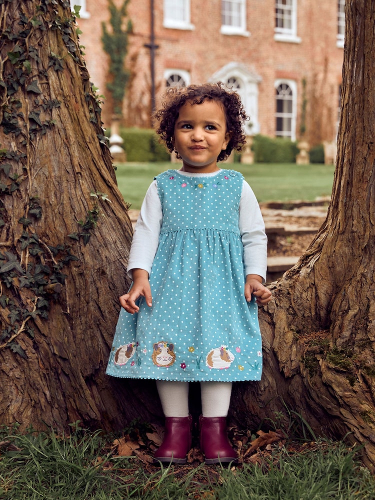 JoJo Maman Bébé Duck Egg Blue Guinea Pig Girls' Appliqué Cord Dress - Image 1 of 5