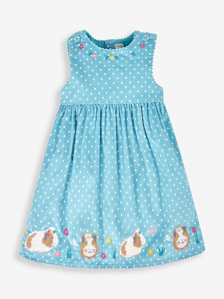 Zielononiebieski z motywem świnki morskiej - JoJo Maman Bébé Girls' Appliqué Cord Dress - Image 3 of 5