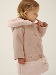 Monsoon Baby Faux Fur Heart Coat - Larawan 1 ng 3