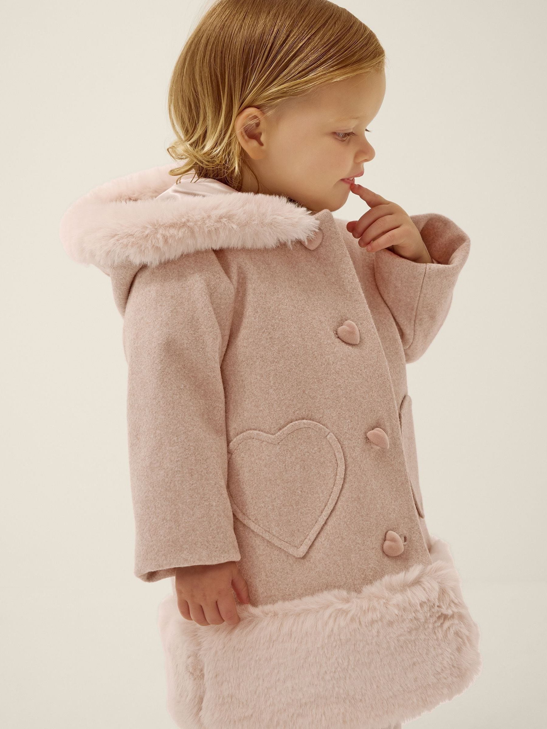 Monsoon Brown Faux Fur Heart Coat view 1