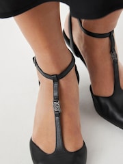 Black Regular/Wide Fit Forever Comfort® With Motionflex Hardware T Bar Kitten Heels - Image 3 of 9