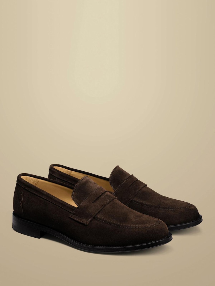 Charles Tyrwhitt Brown Suede Penny Loafers - Image 2 of 4 Charles Tyrwhitt Brown Suede Penny Loafers - Image 2 of 4