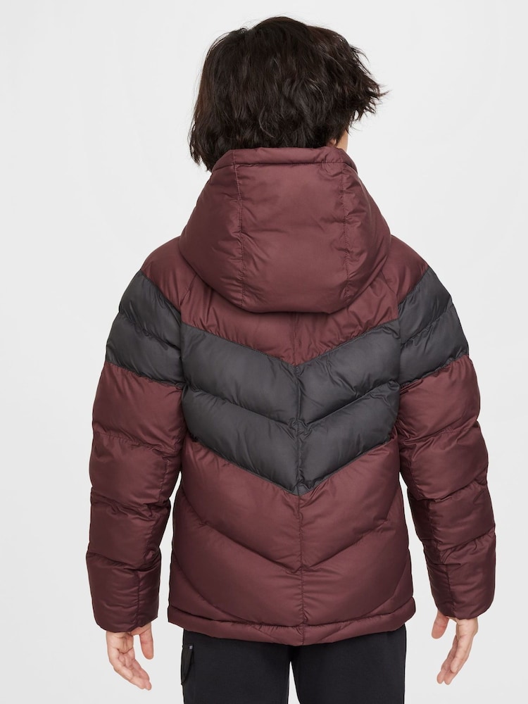 Nike Burgundy Red Synthetic Fill Hooded Jacket - Image 2 of 7