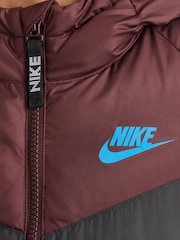 Nike Burgundy Red Synthetic Fill Hooded Jacket - Image 5 of 7