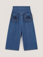 Monsoon Blue Embroidered Pocket Chambray Trousers - Image 2 of 3