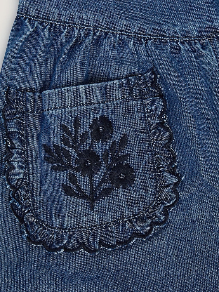 Monsoon Blue Embroidered Pocket Chambray Trousers - Image 3 of 3