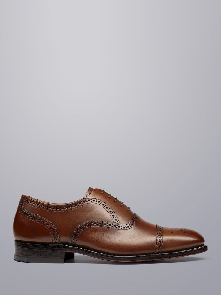 Charles Tyrwhitt Brown Leather Oxford Brogue Shoes - Image 1 of 4