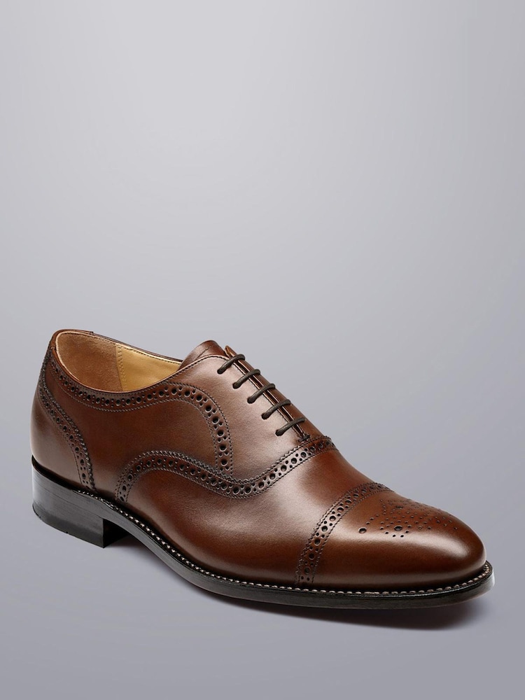 Charles Tyrwhitt Brown Leather Oxford Brogue Shoes - Image 2 of 4