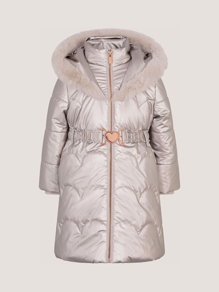 Krem - Monsoon Metallic Med belte Puffer Coat - Bilde 2 av 3 Krem - Monsoon Metallic Med belte Puffer Coat - Bilde 2 av 3