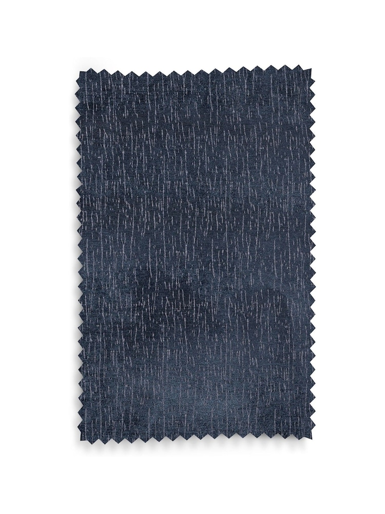 Blue Navy Heavyweight Chenille Eyelet Lined Curtains - Image 5 of 5