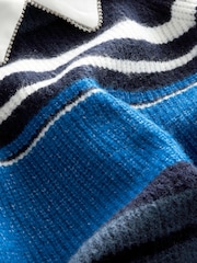 Navy Stripe Embellished Shirt Layered Jumper - Image 6 of 6