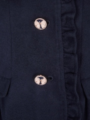 Monsoon Blue Faux Fur Collar Frill Coat - Image 3 of 3