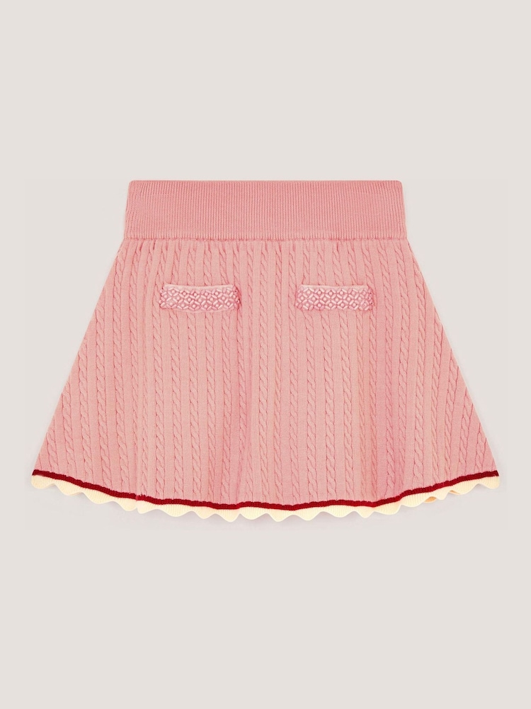 Monsoon Pink Embellished Cable Knit Skirt - Image 2 of 3 Monsoon Pink Embellished Cable Knit Skirt - Image 2 of 3