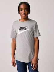 Nike Grey Marl HBR Logo 100% Cotton T-Shirt - Image 1 of 4