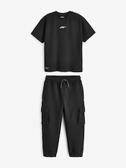 Black Cargo Joggers And T-Shirt Set (3-16yrs) - Image 1 of 3