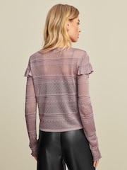 Lilac Purple Pointelle Frill Jumper - Image 2 of 5