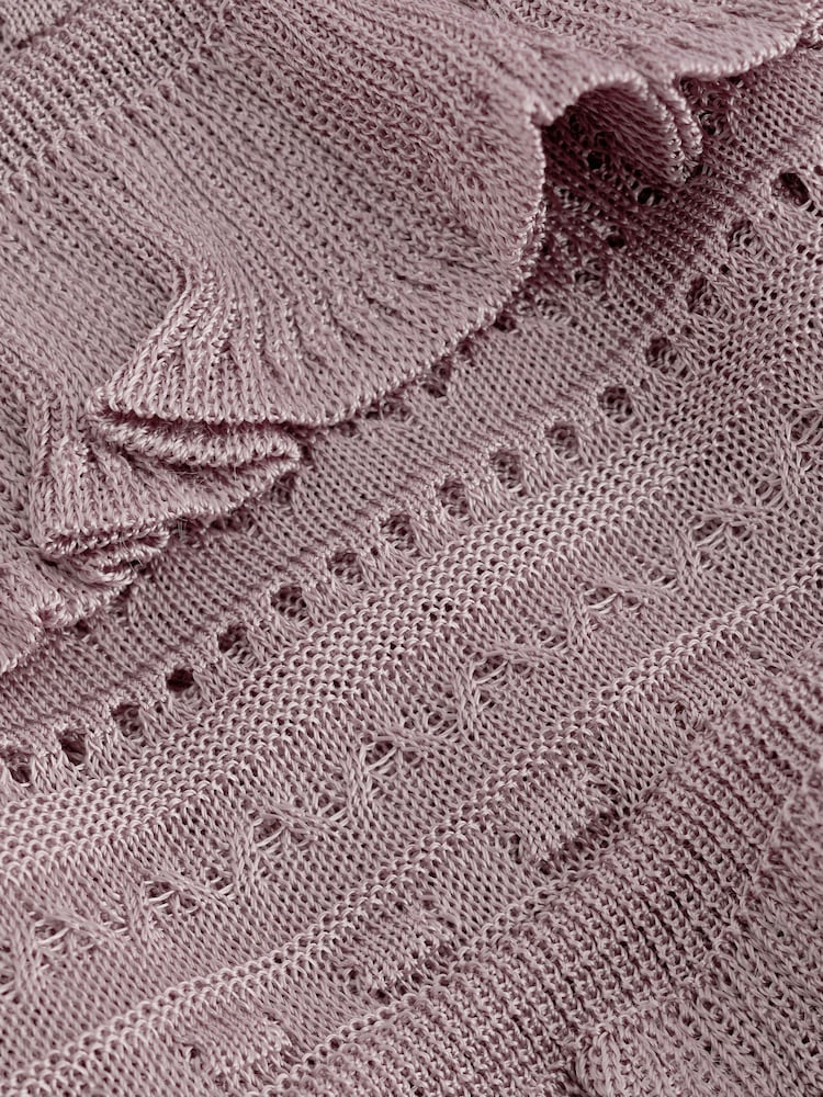 Lilac Purple Pointelle Frill Jumper - Image 5 of 5