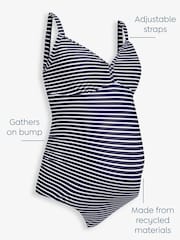 JoJo Maman Bébé Navy Blue & White Stripe Stripe Maternity Swimsuit - Image 3 of 9
