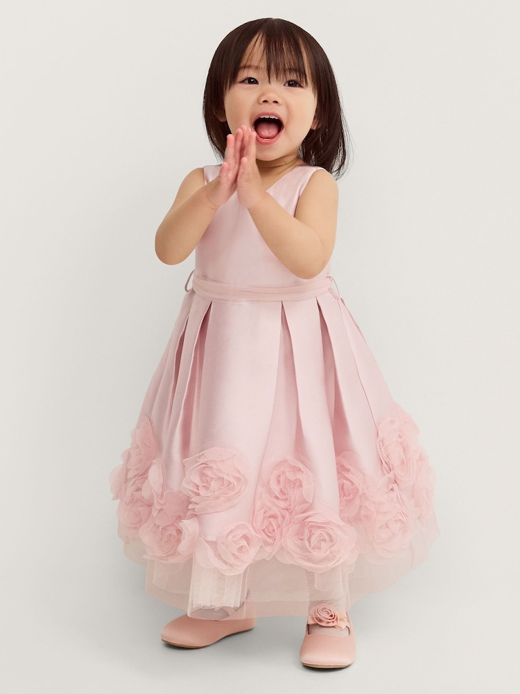 Monsoon Pink Baby Appliqué Rose Party Dress - Image 1 of 3