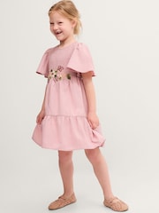 Monsoon Pink Floral Embroidered Smocked Dress - Image 1 of 3