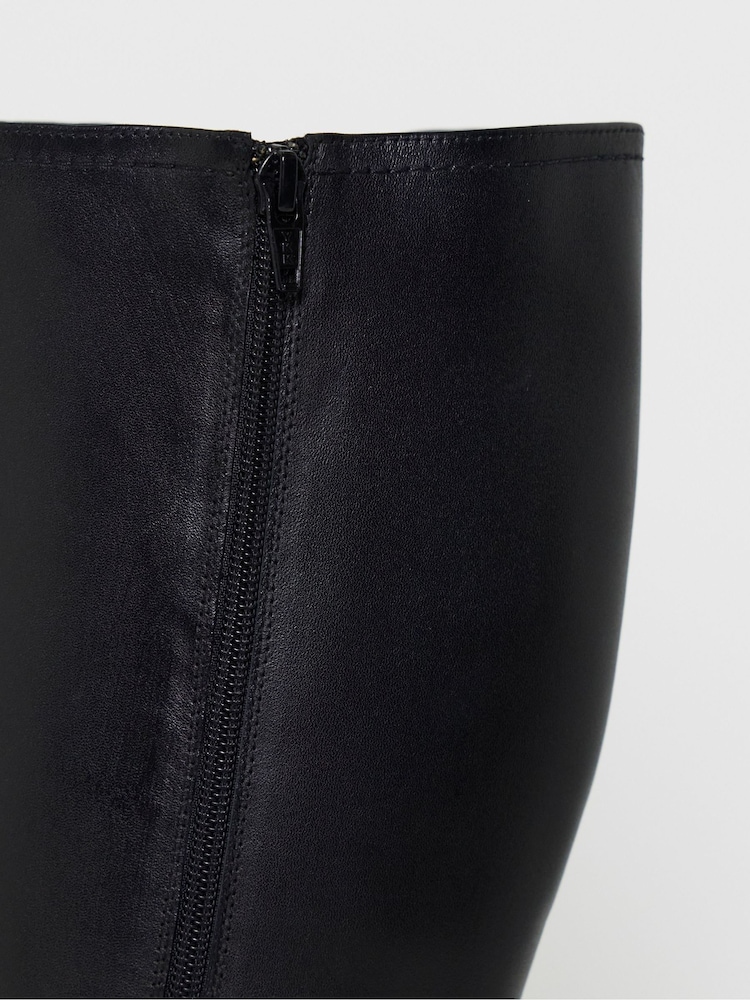 JD Williams Black Wide Fit Leather Knee High Chelsea Boots - Image 4 of 4 JD Williams Black Wide Fit Leather Knee High Chelsea Boots - Image 4 of 4