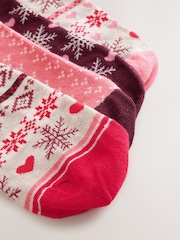 Berry Röd/ Rosa Fairisle-mönster - Jul Ankel Strumpor 4 Paket - Bild 6 av 7