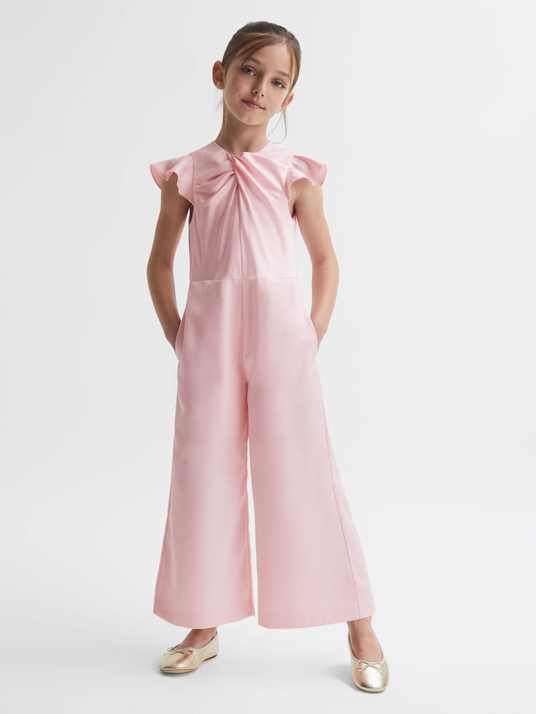 Reiss Pink Ally 4-9 yrs Knot Detail Jumpsuit - Image 1 of 6