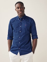 Cobalt Blue Slim Fit Long Sleeve Oxford 100% Cotton Shirt - Image 1 of 7