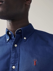 Cobalt Blue Slim Fit Long Sleeve Oxford 100% Cotton Shirt - Image 4 of 7