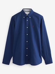 Cobalt Blue Slim Fit Long Sleeve Oxford 100% Cotton Shirt - Image 5 of 7