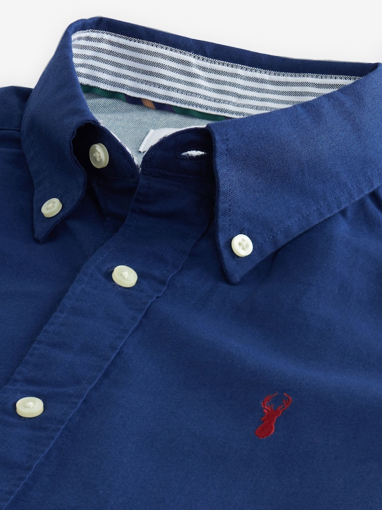 Cobalt Blue Slim Fit Long Sleeve Oxford 100% Cotton Shirt - Image 6 of 7
