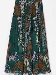 FatFace Green Paignton Landscape Pleated Midi Skirt - Image 5 of 5