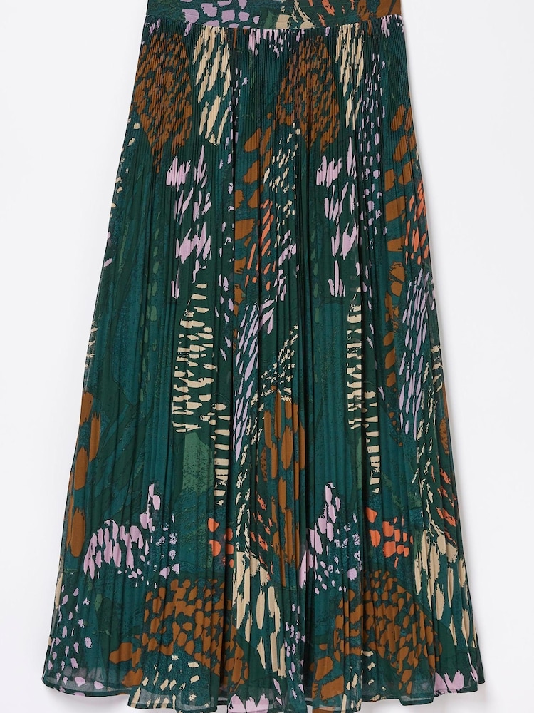 FatFace Green Paignton Landscape Pleated Midi Skirt - Image 5 of 5 FatFace Green Paignton Landscape Pleated Midi Skirt - Image 5 of 5