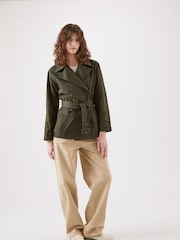 Kaldtvaer Green Petite Kristian Short Trench Coat - Image 6 of 6