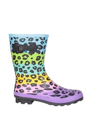 Mountain Warehouse Blue Mid Height Womens Printed Rubber Waterproof Wellies - Image 2 of 6