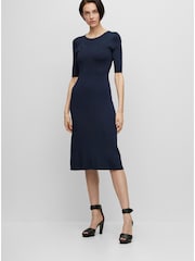 BOSS Blue Frussi Cropped Sleeve Knitted Dress - Image 2 of 5