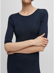 BOSS Blue Frussi Cropped Sleeve Knitted Dress - Image 4 of 5
