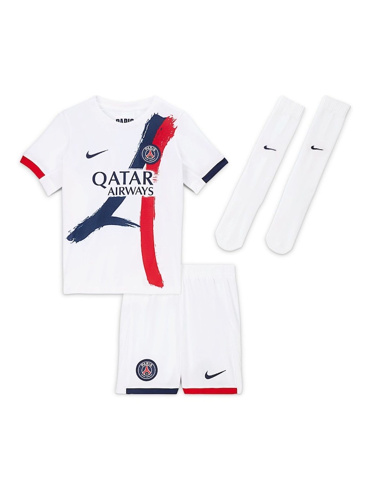 Nike White PSG 2024/2025 Kids Away Stadium 3 Piece Kit - Image 15 of 16