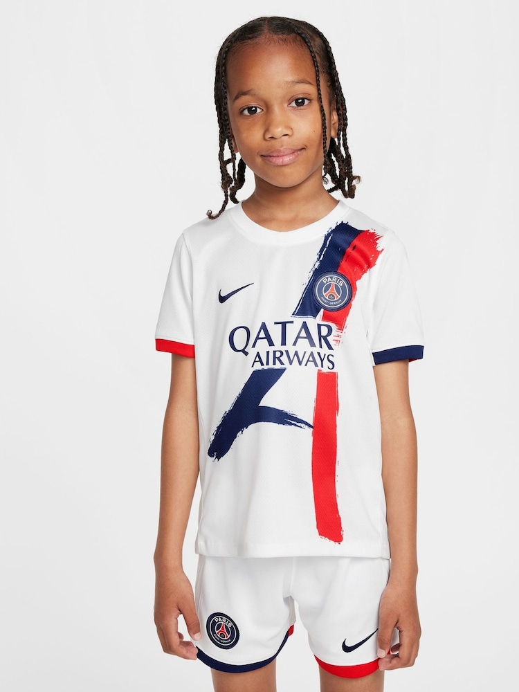 Nike White PSG 2024/2025 Kids Away Stadium 3 Piece Kit - Image 5 of 16