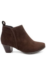 Pavers Brown Wide Fit Smart Block Heel Ankle Boots - Image 2 of 6