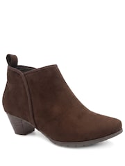 Pavers Brown Wide Fit Smart Block Heel Ankle Boots - Image 3 of 6