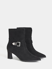 JD Williams Black Wide Fit Buckle Detail Heeled Ankle Boots - Image 2 of 4